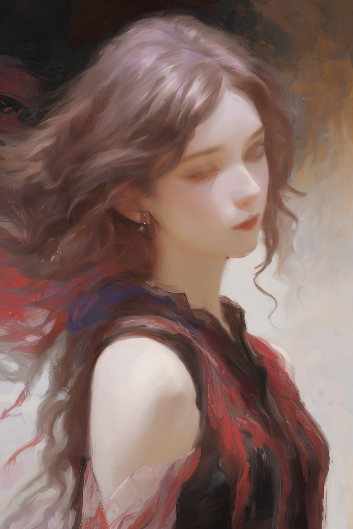 (Style by NTY:1.4), female, scarlet art, intricate, dark <lora:OilPaint:0.7>